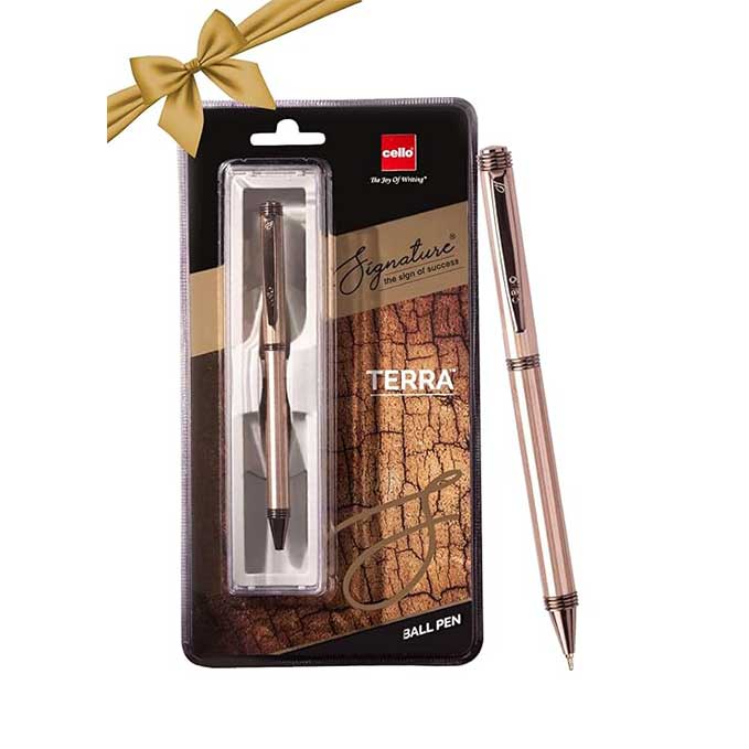 Cello Signature Terra Ball Pen | Blue Ink | 1 Ball Pen | Trendy Exclusive Body Color | Premium Metal Pen for Gift | Stylish Corporate & New Year Gifts for Men & Women